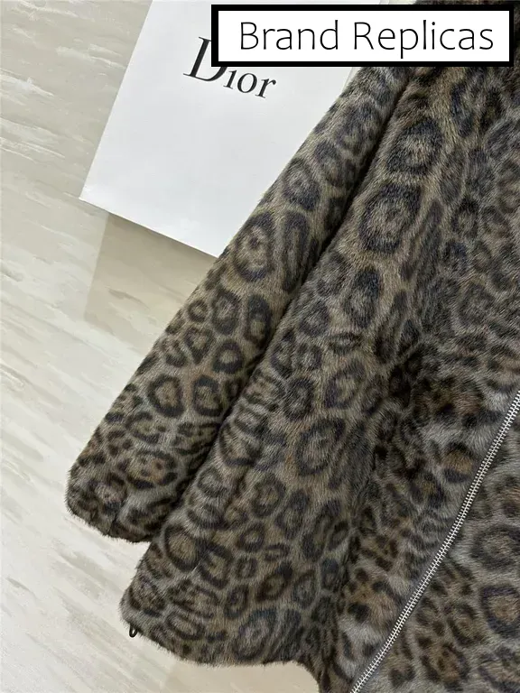 Dior leopard print shearling zip-up jacket